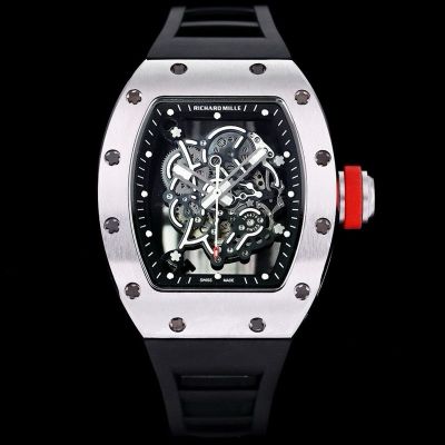 RICHARD MILLE Skeleton Watch Price RM055 Silver stainless steel case Rubber Strap watch